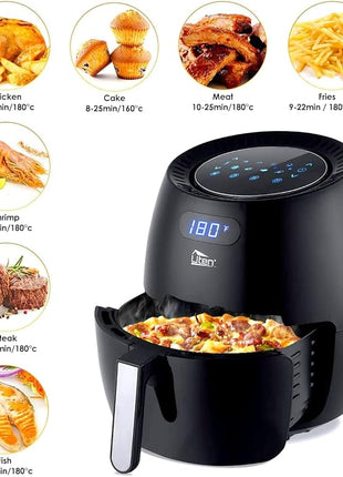 Air Fryer 6.9QT/6.5L, Uten 1700W High-power 8 in 1 Deep Frying Mode, Rapid Heating up, Non-Stick Oven, Oilless Cooking, Fast Heat up/Time Control, LED Digital Touchscreen, Black