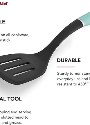 KitchenAid Classic Nylon Slotted Turner, 13.66-Inch, Aqua Sky (Pack of 12)