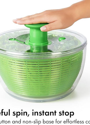 OXO Good Grips Salad Spinner - Large, Green Lettuce & Fruit Washer, BPA-Free, Easy One-Hand Pump