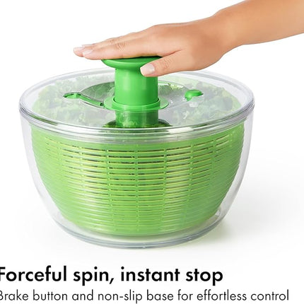 OXO Good Grips Salad Spinner - Large, Green Lettuce & Fruit Washer, BPA-Free, Easy One-Hand Pump