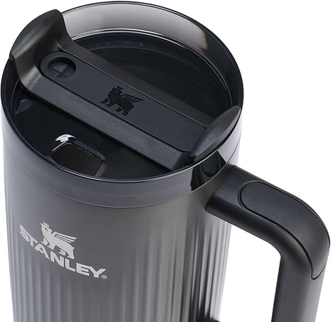 STANLEY Quencher H2.0 Tumbler with Handle and Straw 40 oz | Flowstate 3-Position Lid | Cup Holder Compatible for Travel | Insulated Stainless Steel Cup | BPA-Free | Fluted Black