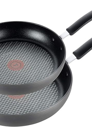 T-fal Ultimate Hard Anodized Nonstick Fry Pan Set 2 Piece, 8, 10 Inch, Oven Broiler Safe 400F, Kitchen, Cookware, Pots and Pans Set Non Stick, Frying Pans, Dishwasher Safe, Black
