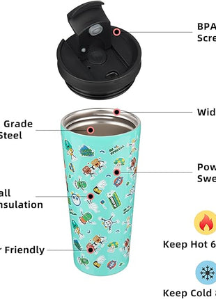 BJPKPK 22oz Stainless Steel Insulated Tumbler With lid And Straw Travel Coffee Thermal Tumblers Cup For Women And Men,Spring Party Green