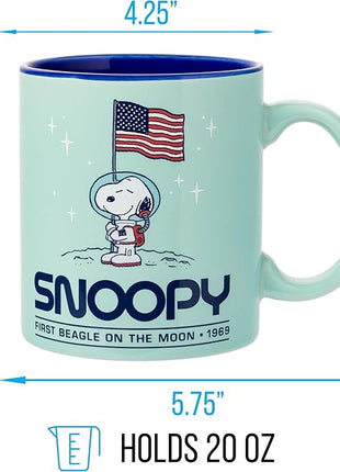 Silver Buffalo Peanuts “First Beagle on the Moon” Featuring Snoopy in Space Ceramic Mug, 20 Ounces