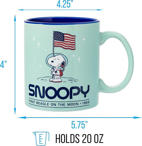 Silver Buffalo Peanuts “First Beagle on the Moon” Featuring Snoopy in Space Ceramic Mug, 20 Ounces