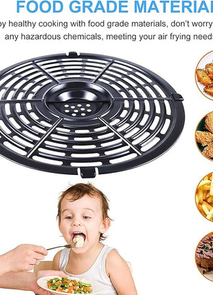 Air Fryer Grill Pan for Power XL 5QT Air fryer, 8.7'' 5QT Round Non-Stick Replacement Tray Rack Parts Accessories Crisper Plate Grill Plate, Dishwasher Safe