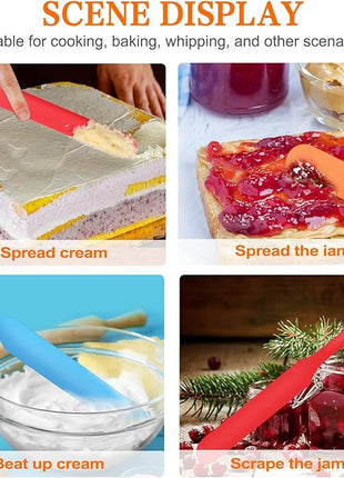 8pcs Jar Spatula,Silicone Jar Scraper with Long Handle,Jam Spreader Cake Cream Butter Spatulas, Kitchen Must Have Small Silicone Spatula, Jar Blender Waxing Sticks Large with Slant for Hard Wax