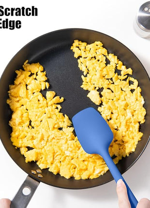 Heat Resistant Silicone Spoon Spatulas, Doosu 600°F High Temp Flexible Cooking Spoons Kitchen Spoonula Scratch-Proof for Mixing Stirring Scraping Serving Non-Stick Cookware (Set of 3, Multi-4)