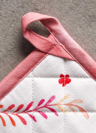 Maison d' Hermine Pot Holders 100% Cotton Heat Resistant Potholders 8" x 8" Hot Pads with Loop BBQ, Cooking, Grilling, Kitchen, Handling Hot Pans Spring/Summer (Pack of 1, Happy Florals - High Summer)