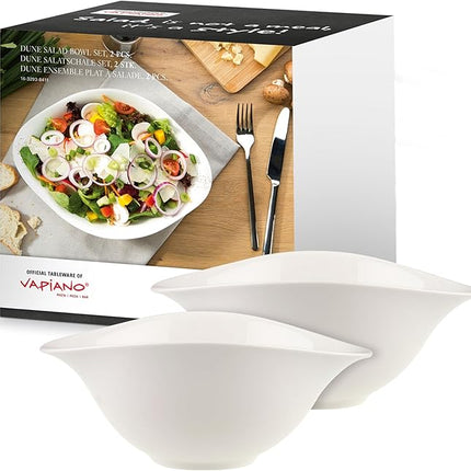 Villeroy & Boch VAPIANO Salad Bowl, 2 Pieces, Premium Porcelain, White