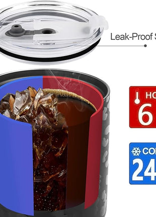 D·S 30oz Black Leopard Tumbler Stainless Steel Insulated Travel Mug with Straw Lid Cleaning Brush