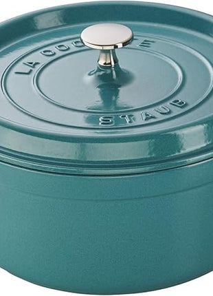 STAUB Cast Iron Round Cocotte, Dutch Oven, 4-quart, serves 3-4, Made in France, Turquoise