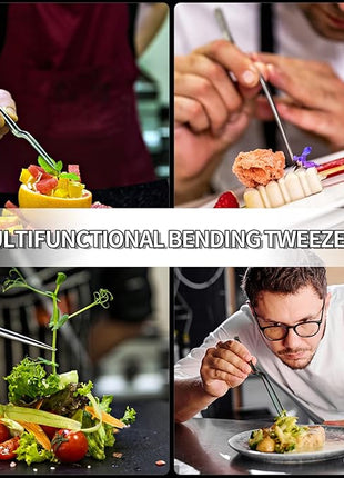 MSY BIGSUNNY Set of 2 Kitchen Tweezers Fine Tweezer Tongs 12 Inch Stainless Steel Food Tweezer, Precision Serrated Tips Food Tongs,Extra-Long Straight Tweezers