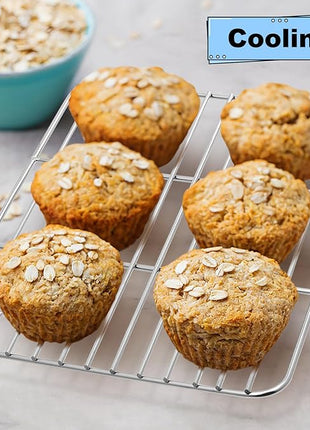 P&P CHEF Cooling Baking Rack Pack of 2, Stainless Steel Cooling Racks for Cooking Baking Roasting Grilling Drying, Dense Wires & Smooth Edge, Easy to clean, Silver, 9.7" x 7.3"