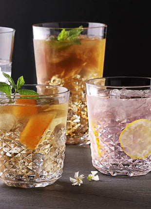 Cupture Diamond Plastic Tumblers BPA Free, 24 oz/14 oz, 8-Pack (Clear)