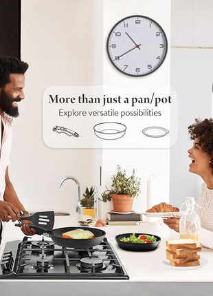 19 Pcs Pots and Pans Set Non Stick Ceramic Cookware Set with Removable Handles, Non Toxic Induction Kitchen Cookware Sets RV Cookware,Dishwasher/Oven Safe PFAS/PTFE/PFOA Free Cream White