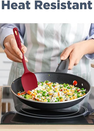 5 Pieces Silicone Spatula Set, Food Grade Rubber Spatula, Upgrade Strong Handle with Ergonomic Grip, Heat Resistant Up to 600°F for Nonstick Cookware, Cooking Red