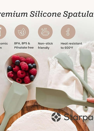StarPack 'Scrape & Stir' Silicone Spatula Set (4 Pcs) - Heat Resistant Spatula Set 600°F - Food Grade Kitchen Spatulas - Nonstick Silicone Baking & Cooking Spatulas - Rubber Turner Set for Kitchen Use