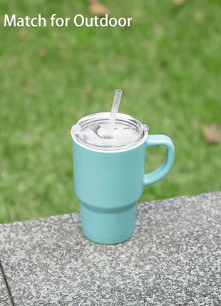 Sweejar Ceramic Travel Mug with Lid, 16 oz Portable Coffee Mug, Dishwasher Safe Tea Cup with Infuser, Reusable Teacup for Car Cup Holder, Tea Lovers(Turquoise)