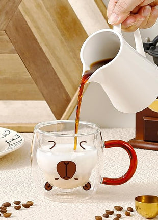 Birthday Gifts for Women Men Cute Capybara Mug Double Walled Coffee Glasses Cups Tea Cappuccino Latte Cup Funny Christmas Gifts Cute Capybara Stuff Gift for Mom Friend Coworker Her Him Home Decor