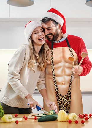 Funny Men Cooking Grilling Aprons Belly BBQ Funny Gag Gifts for Christmas, White Elephant Gift Exchange (Black, One Size)