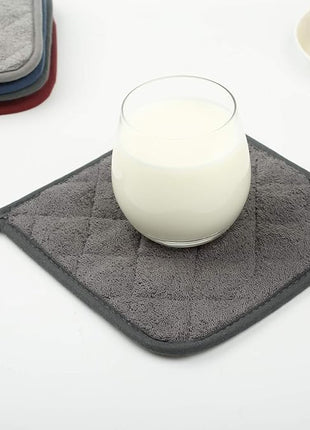 100% Cotton Kitchen Everyday Basic Terry Pot Holder Heat Resistant Coaster Potholder for Cooking and Baking Set of 5 Mineral Gray