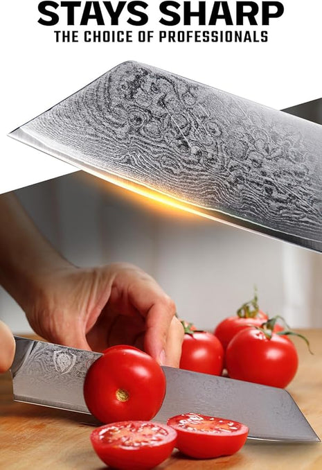 Dalstrong Kiritsuke Chef Knife - 8.5 inch - Shogun Series Elite - Damascus - Japanese AUS-10V Super Steel Kitchen Knife - Premium Black G10 Handle - Razor Sharp Knife - Chef's Knife - w/Sheath