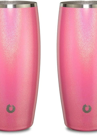 SNOWFOX Premium Vacuum Insulated Stainless Steel Beer Glass, Home Bar Accessories, Elegant Bartending, Lightweight Pint Glasses, Sleek Drinkware, Frosty Beverages Stay Cold, 18oz, Set of 2, Pink