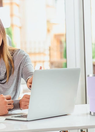 Toopify 30 oz Stainless Steel Insulated Tumbler Travel Mug with Straw Slider Lid, Cleaning Brush, Double Wall Vacuum