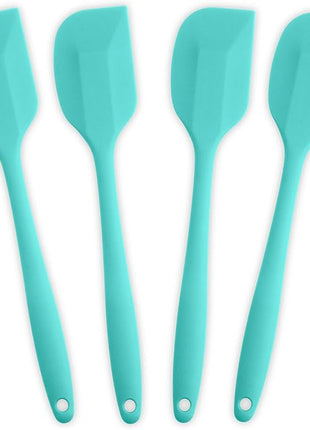 Silicone Spatula 4-piece Set, Heat-Resistant Non-stick Rubber Spatulas with Stainless Steel Core, Light Blue