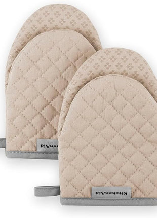 KitchenAid Asteroid Mini Oven Mitt Set, 5.5"x8", Milkshake Tan, 2 Piece