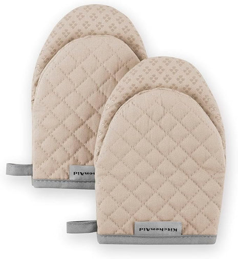 KitchenAid Asteroid Mini Oven Mitt Set, 5.5"x8", Milkshake Tan, 2 Piece