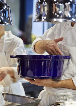 Staub Cast Iron 9-qt Round Cocotte - Dark Blue, Made in France