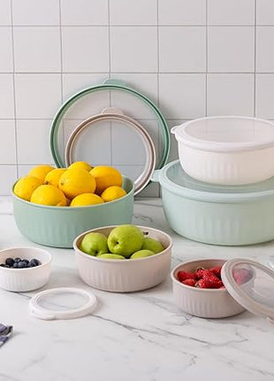 COOK WITH COLOR Prep Bowls with Lids- Wide and Deep Nesting Plastic Small Mixing Bowl Set with Lids, 12 Piece Set - Wide Bowls, Mint