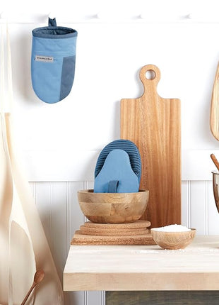 KitchenAid Beacon Two-Tone Non-Slip Mini Oven Mitt Set, Blue Velvet/Blue Heaven, 5.5"x8", 2 Piece