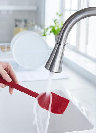 GreenPan Silicone Mixing Spatula, Scraping Baking Cooking Kitchen Utensil, Flexible Rubber Nonstick Cookware, Rigid Steel Core, Heat-Resistant, Anti-Slip Handle, BPA-Free, Dishwasher Safe, Red