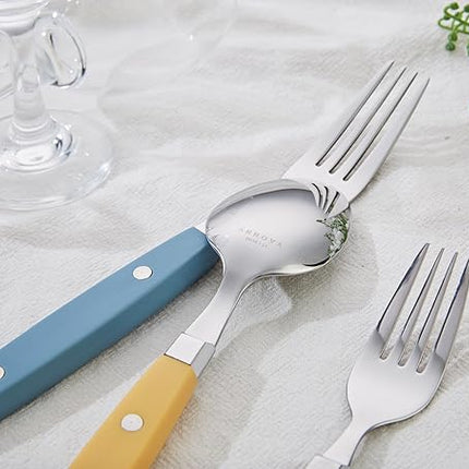 ANNOVA Silverware Set, Retro/Rivet Colorful Stainless Steel Tableware Kitchen Flatware Set Utensils, Includes Dinner Knives, Forks, Spoons, Salad Forks & Dessert Spoons (Morandi Mix, 20 Pieces)