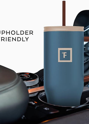 IRON °FLASK Co-Pilot Insulated Mug w/Boot, Straw & Flip Cap Lids - Cup Holder Bottle for Hot, Cold Drink - Leak-Proof - Water, Coffee Portable Travel Mug - Dream Sunset, 40 Oz