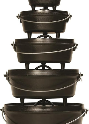 Lodge 8 Quart Pre-Seasoned Cast Iron Camp Dutch Oven with Lid - Dual Handles - Use in the Oven, on the Stove, on the Grill or over the Campfire - Black