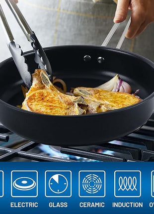 Stainless Steel pots and pans set, 10 Piece Nonstick Kitchen Induction Cookware Set,Works with Induction/Electric and Gas Cooktops, Nonstick, Dishwasher, Black