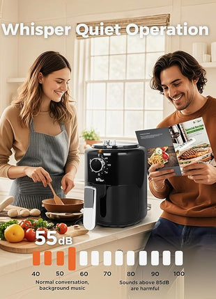 Bear Small Air Fryer 2.1 QT, Mini Airfryer Adjustable Time&Temp Control, Compact Size Space Saving for 1-2 People Quick Healthy Meals Snack in Minutes with Nonstick Basket