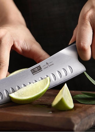 HOSHANHO 7 Inch Japanese Chef Knife, Ultra Sharp High Carbon Stainless Steel Kitchen Knife, Professional Santoku Knives with Ergonomic Pakkawood Handle