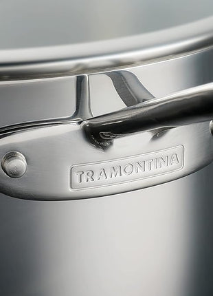 Tramontina Tri-Ply Clad Stainless Steel 6-Quart Saute Pan with Glass Lid, Induction-Ready Cooking Pan, Dishwasher-Safe, NSF-Certified