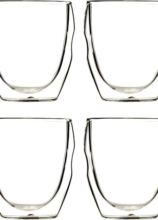 Ozeri Moderna Artisan Series Double Wall 8 oz Beverage Glasses - Set of 4 Drinking Glasses