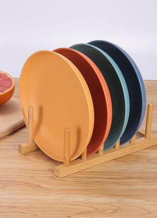 LuckyZone 8.8 Inches Unbreakable Wheat Straw Plates - Reusable Plate Dinner Set - Dishwasher & Microwave Safe - Healthy, BPA Free & Eco-Friendly (8.8 Inches/4 Color_H)