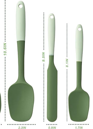 Silicone Spatula Set, 5 Piece Food Grade Rubber Spatulas for Baking, Cooking, and Mixing High Heat Resistant Non Stick Dishwasher Safe BPA-Free (Two colors - Green)