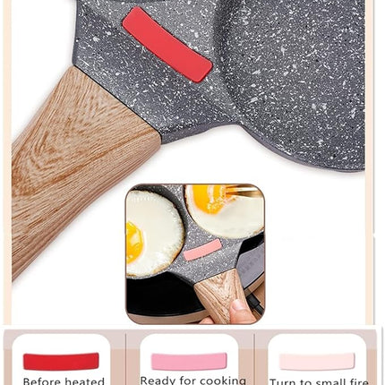 4-Cup Egg Pan Nonstick, and Granite Egg Frying Pan, Versatile Breakfast Skillet for Eggs, Pancakes, Plett, Crepes, Compatible with Gas Stove and Induction Cooktop