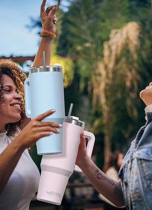 40 oz Tumbler with Handle,Tumbler with Lid and Straw,Double Wall Insulated Cup Stainless Steel Travel Mug(Cold for 34 Hours),Water Bottle for Iced Tea,Coffee,Cold Beverages(Blue)