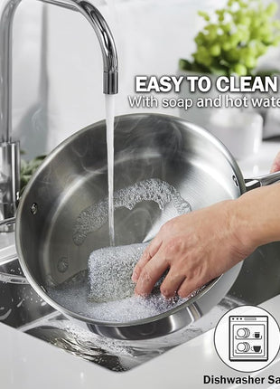 Cooks Standard 4-Quart Stainless Steel Sauté Pan with Lid, 10.5-inch Deep Frying Pan Induction Cookware, Oven Safe Large Skillet Jumbo Cooker with Stay-Cool Helper Handle