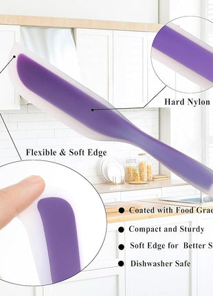 Nonstick Silicone Knife Shaped Flexible Kitchen Spatula Scraper Turner,Kitchen Cooking Utensils With Nylon Core (Purple(Set of 2))